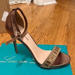 Lauren Lorraine Ari bronze and Gold Heels